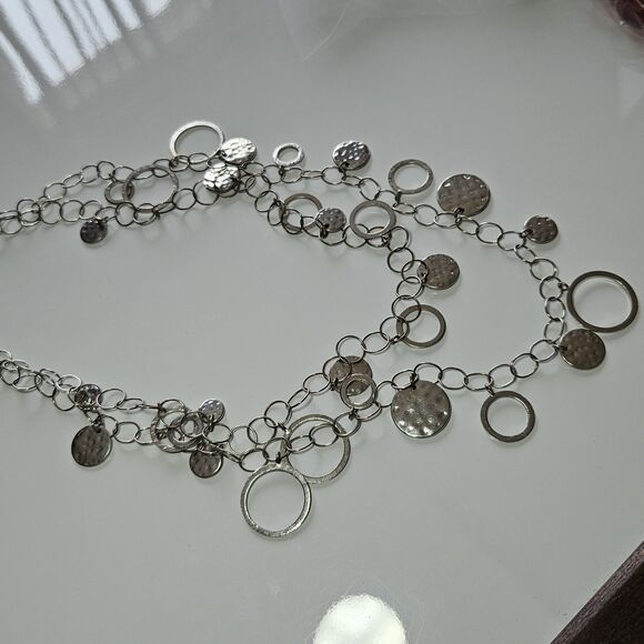 **Sale** Loft Silver Tone Layered Circle Necklace 21 To 24" - Picture 11 of 12